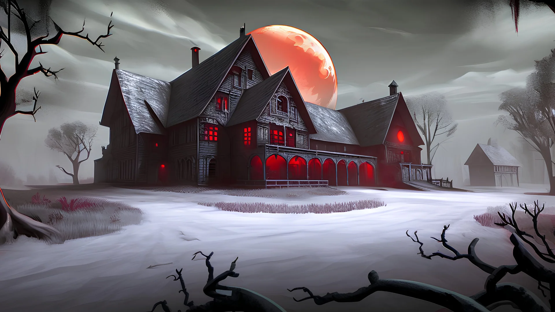 Background horror gaming red moon manor