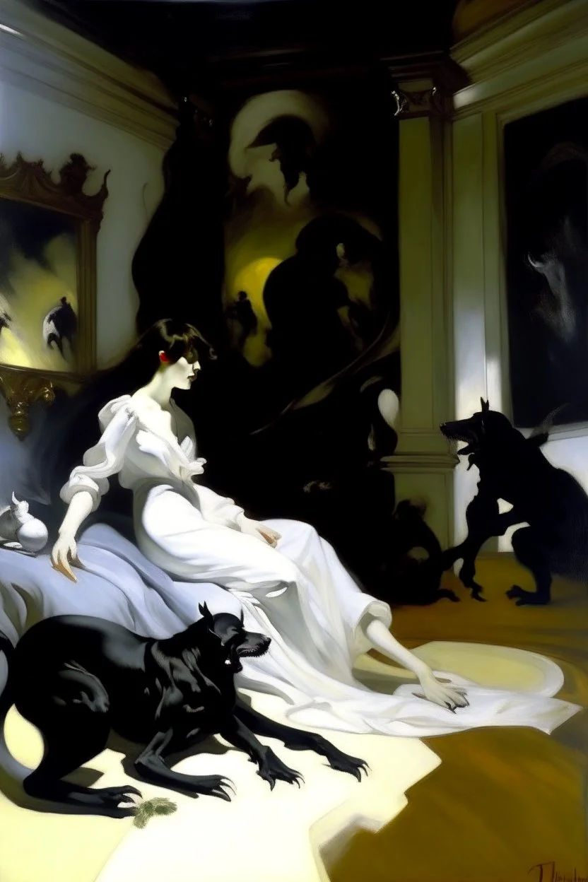 A black nightmare realm painted by John Singer Sargent