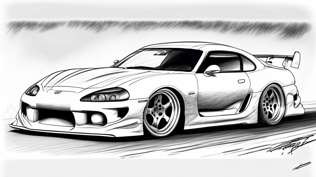 toyota supra drawing without color