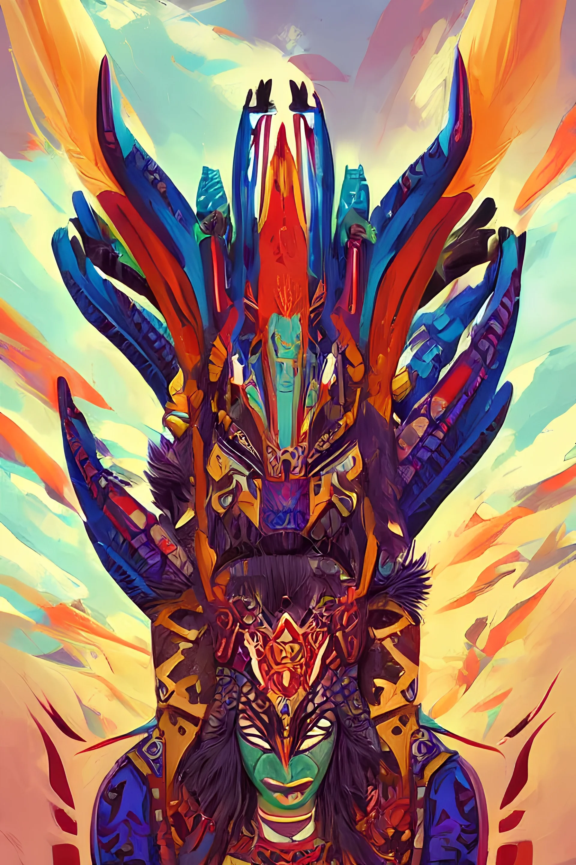 totem animal totem aztek greeble tribal style fanart ornate fantasy heartstone ankama gta5 cover style official behance hd artstation by Jesper Ejsing, by RHADS, Makoto Shinkai and Lois van baarle, ilya kuvshinov, rossdraws totem color pastel vibrant radiating a glowing aura intricate, elegant, sharp focus, illustration,digital painting, concept art, matte, art by WLOP and Artgerm and Greg Rutkowski and Alphonse Mucha, masterpiece