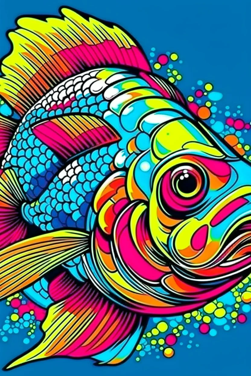 beautiful fish in pop art style