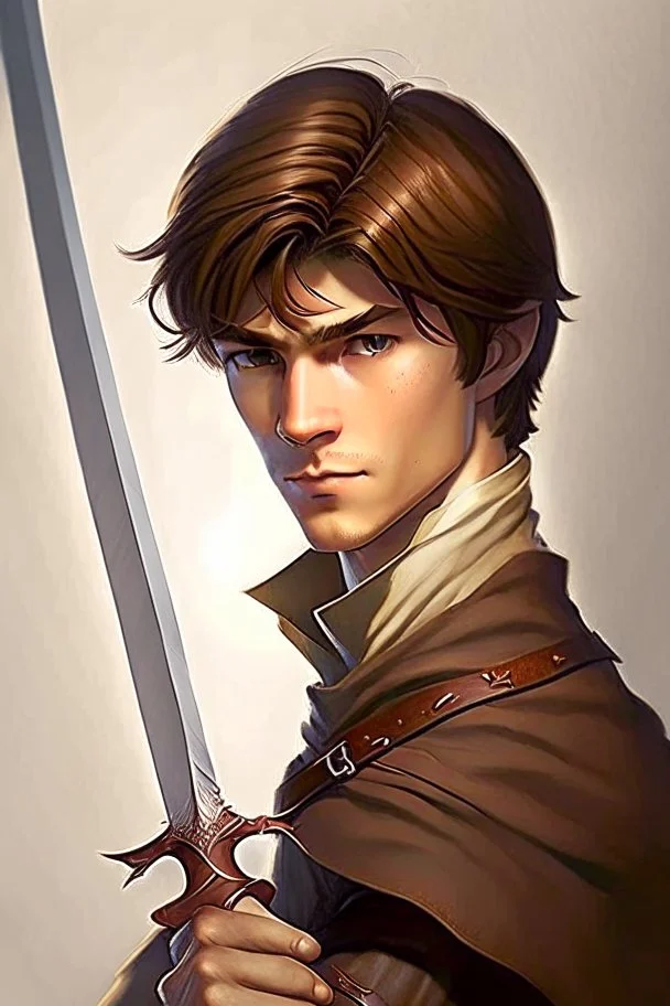 noble swordman very short brown hair