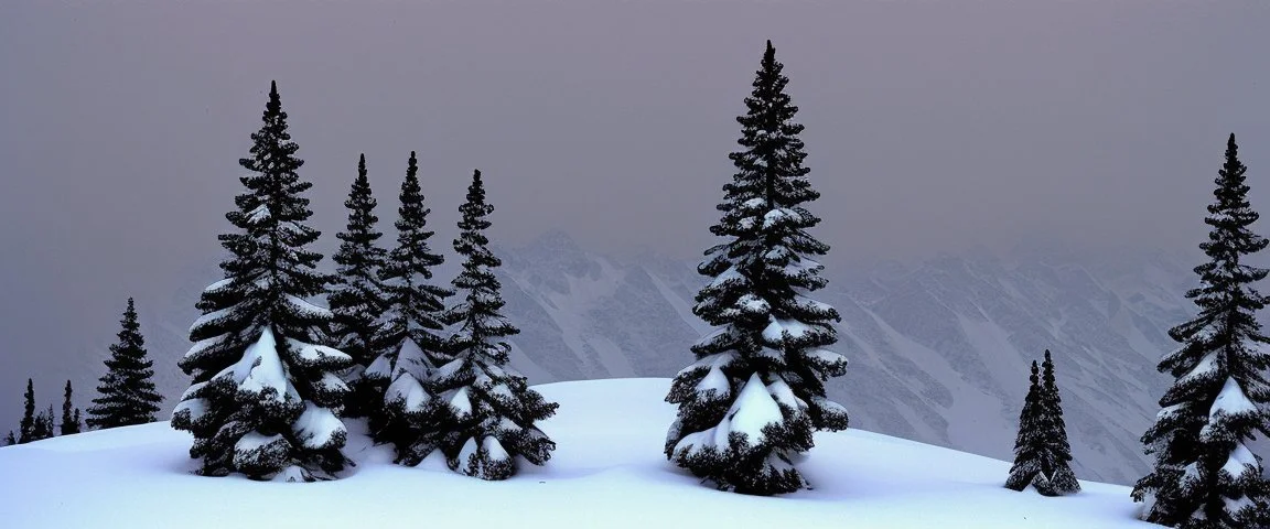 mountain. range pine wood in the snow by Andrea del sarto