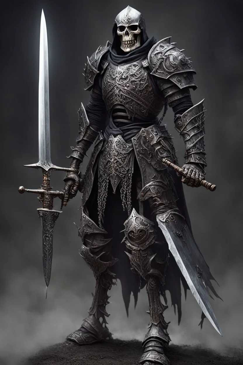 dark age armored skeleton knight with sword