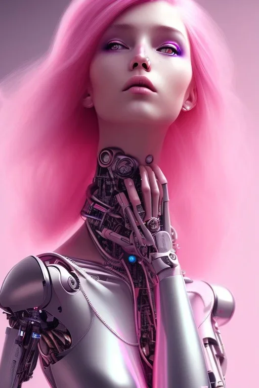 cyborg, pink hair,seven , perfekt, real, dream