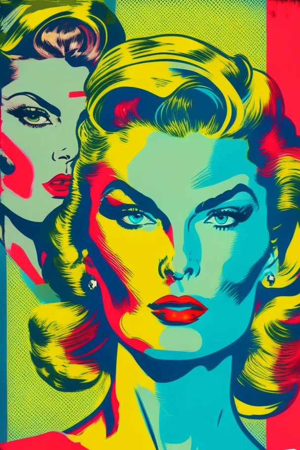 Strong women painted portrait from the 50s feminism pop art