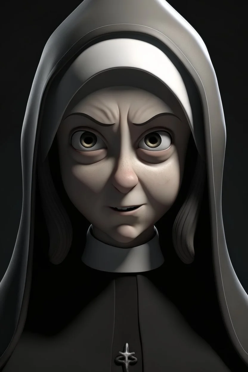 creepy young animated nun