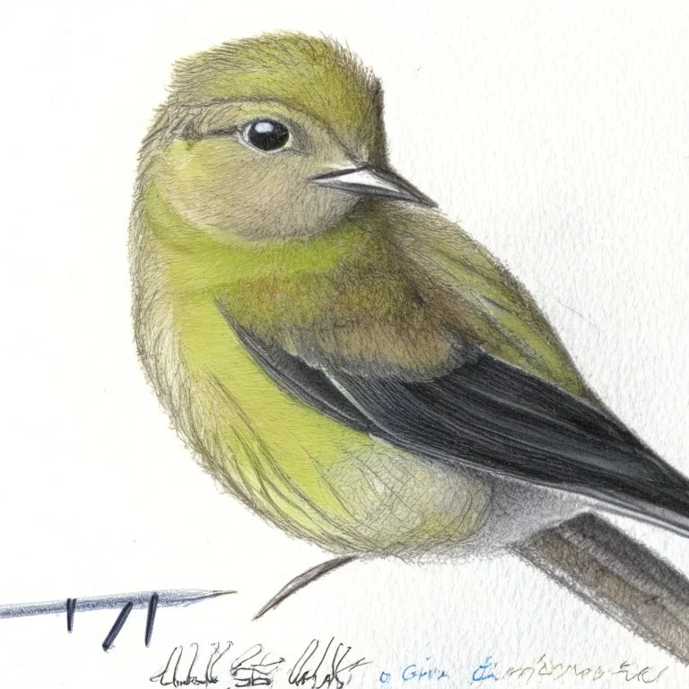 Portrait of a chiffchaff with art markers