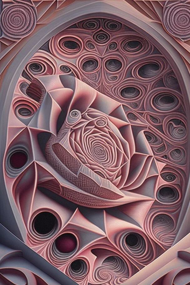 morphic resonance; Precisionism, insanely detailed, intricate, award-winning, rose tones; beautiful, surrealism, Optical Art