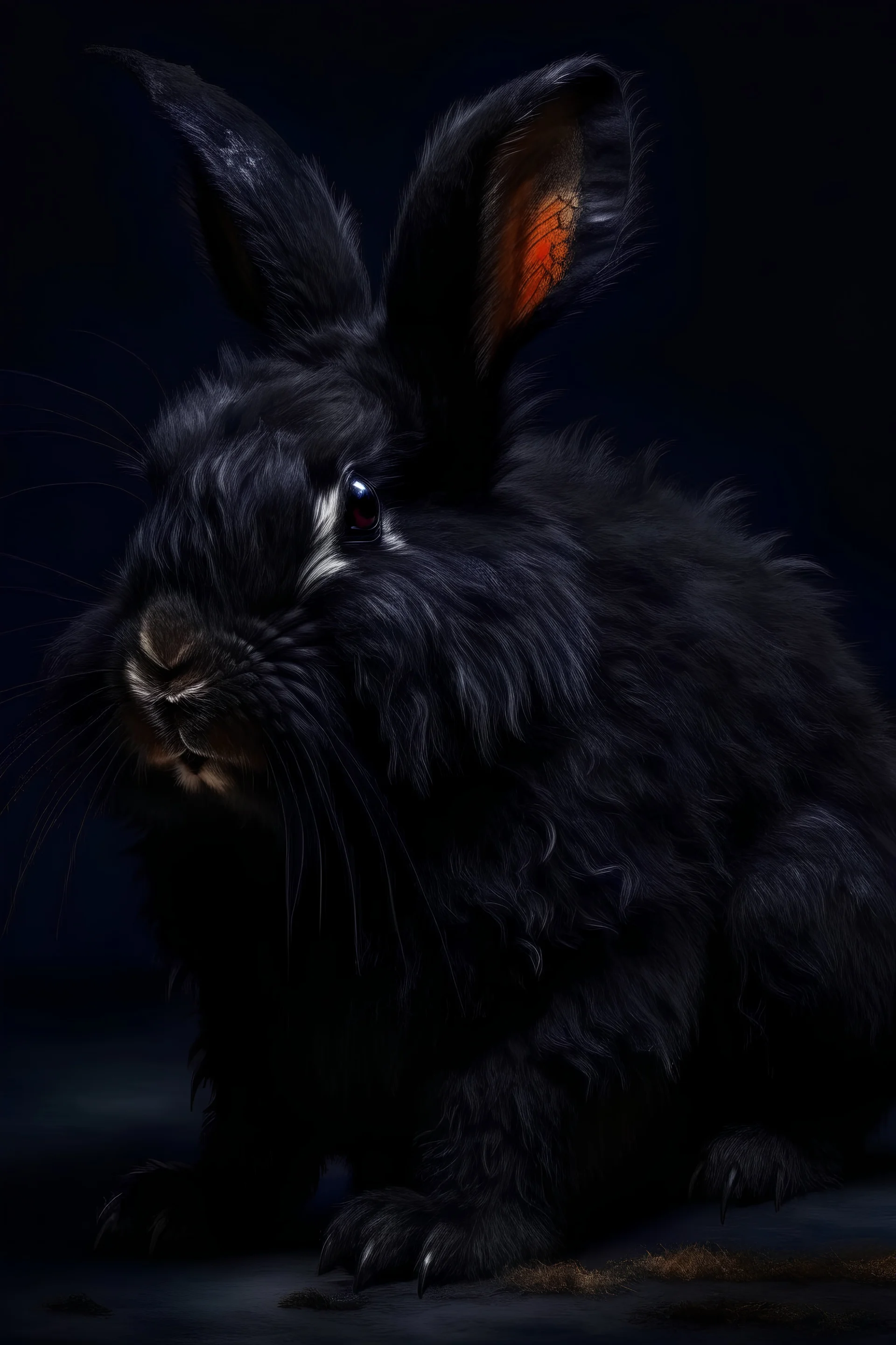 Bear + boar + rabbit hybrid, black, photograph