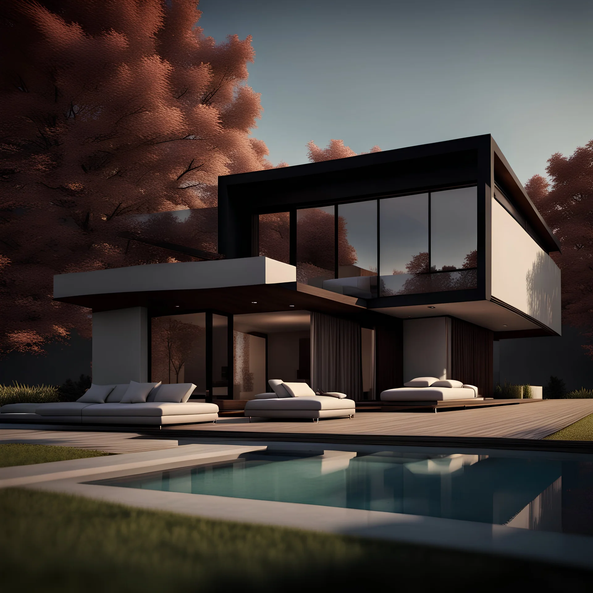 Hermosa Casa campestre moderna minimalista calidad ultra, hiperdetallada, colores contrastantes, 8k
