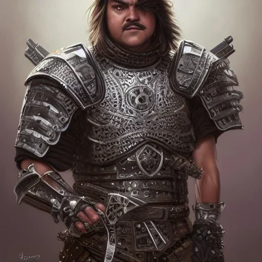 portrait,"Insanely detailed photograph of an armored mariachi warrior with sword", mullet,jack black,intricate chainmail charo,large Sombrero,elegant, detailed D20 flair, digital painting, artstation, concept art, smooth, sharp focus, illustration, art by artgerm and greg rutkowski and alphonse mucha, 8 k