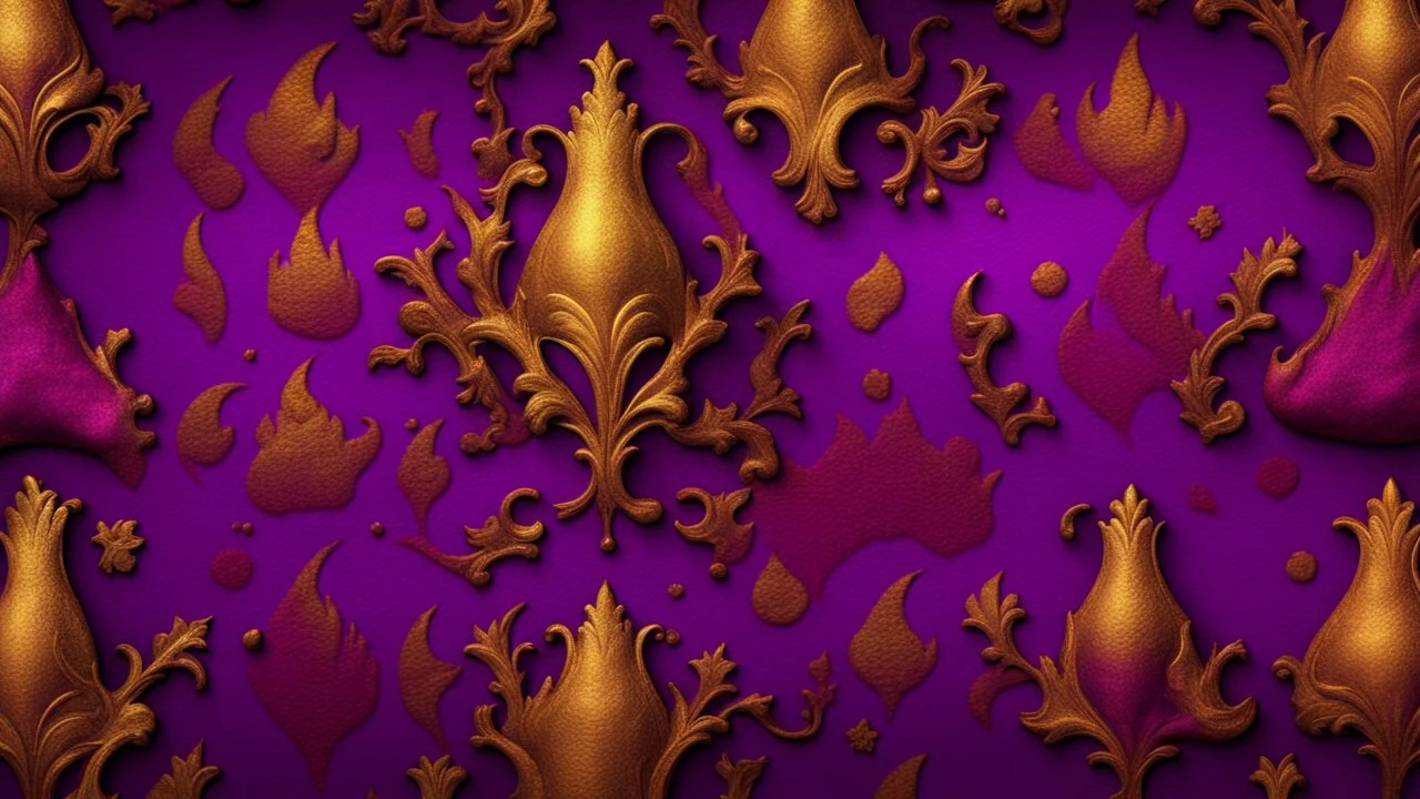 Haunted Royal Golden-Fire & Purple-&-Maroon Velvet Background Texture.