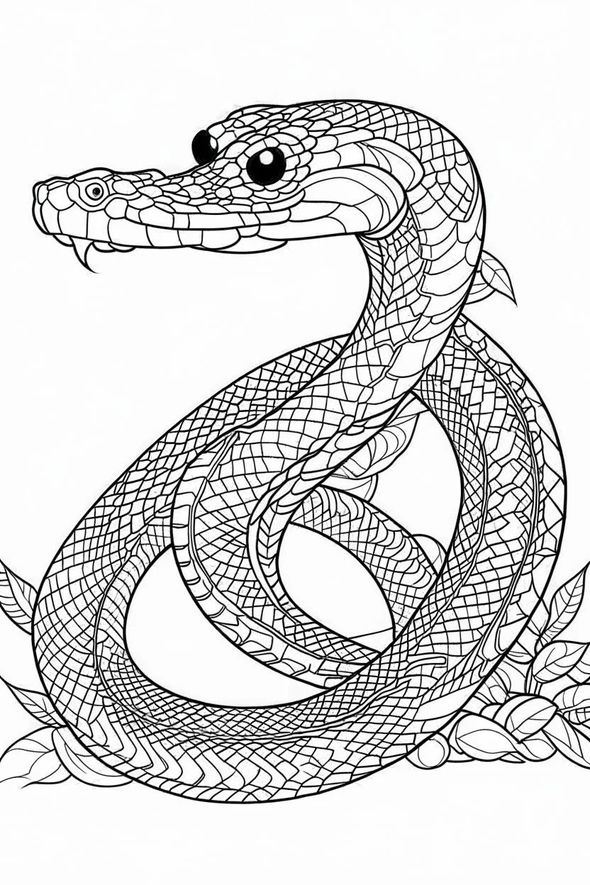 Outline art for coloring page, GROOVY RATTLESNAKE, coloring page, white background, Sketch style, only use outline, clean line art, white background, no shadows, no shading, no color, clear