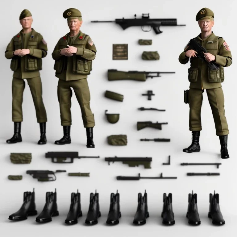 G.I. Joe toy doll army soldier Donald Trump, gun,boots, berets, elbow, legs, hands