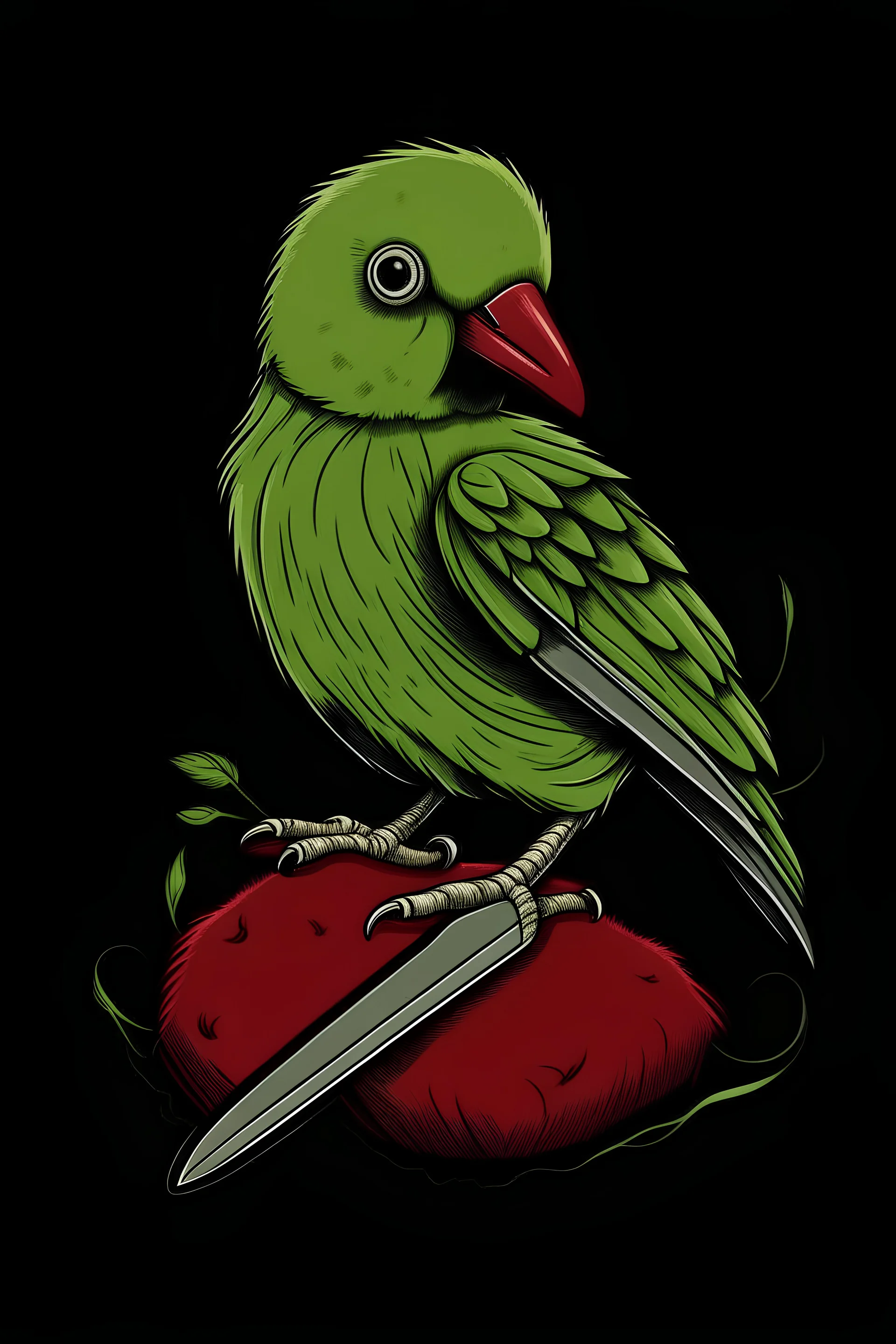 guilty bird with a knife