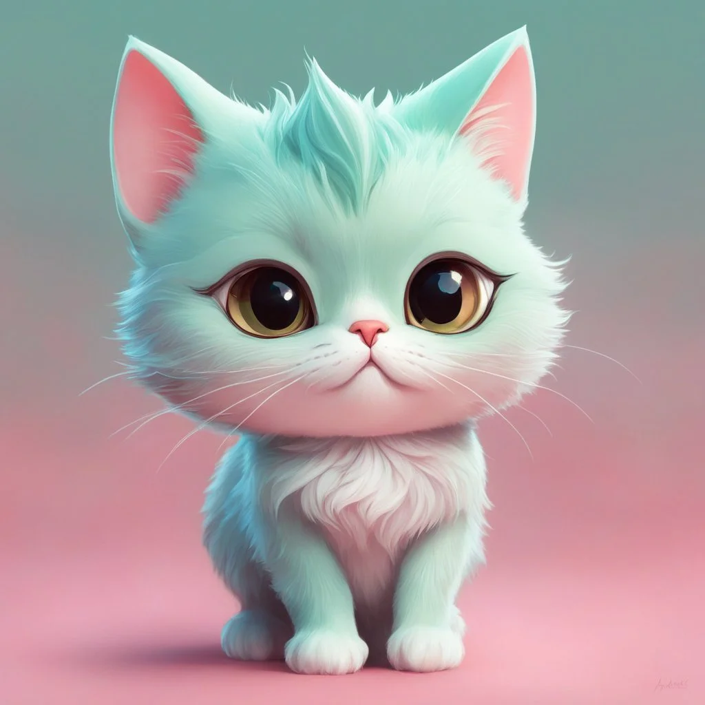 A delightful and adorable cartoon illustration featuring a cute mint-colored cat against a charming pink background, (delightful illustration:1.4), (adorable cartoon cat:1.5), (charming pink background:1.3), (expressive mint hues:1.2), inspired by the styles of cute cartoon artists, trending on ArtStation, Intricate, Sharp focus, vibrant lighting, (whimsical:1.4), (playful ambiance:1.3), (lush fur details:1.5), Cartoon, Masterful, Captivating, High Detail, Cinematic view