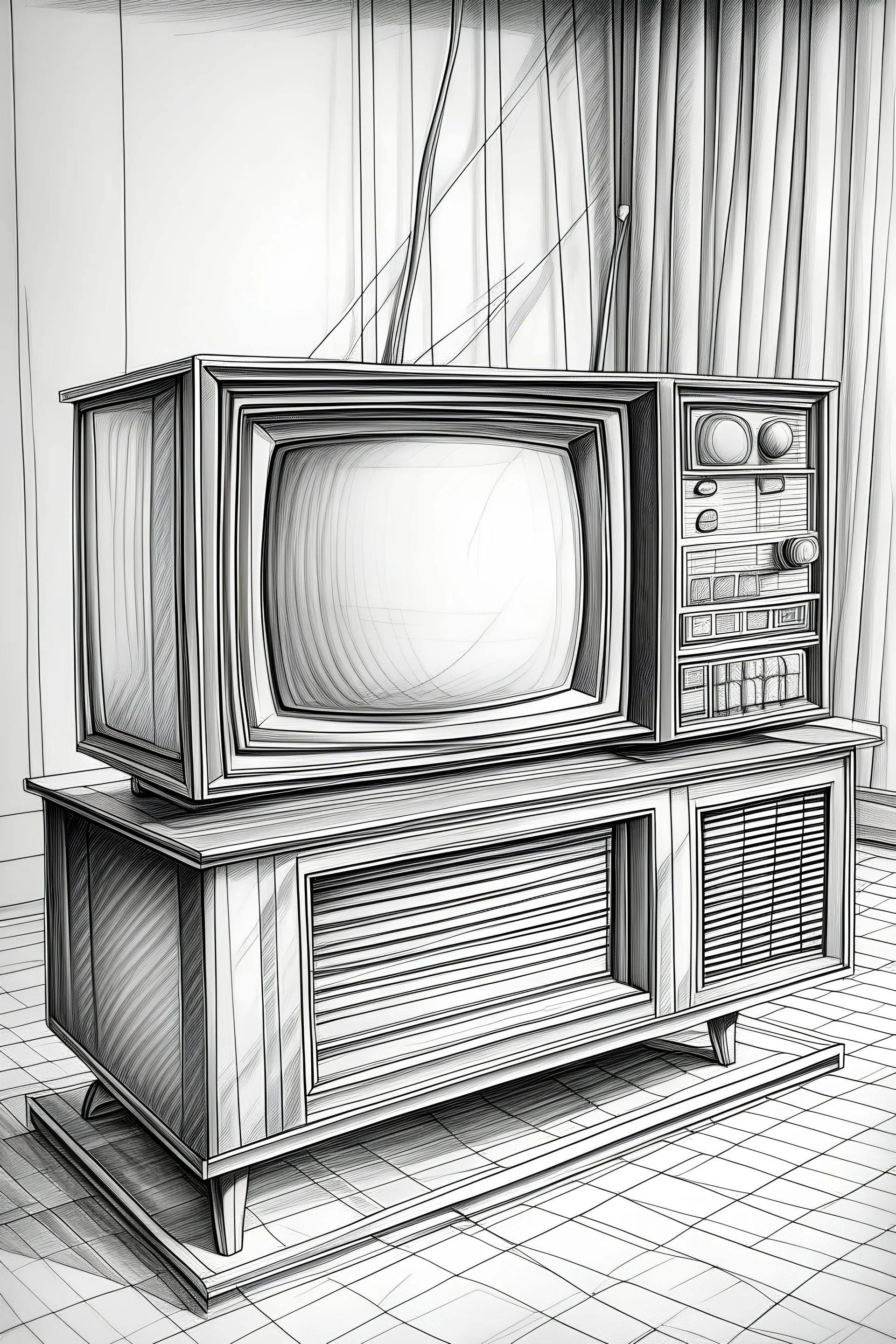 pencil drawing of television
