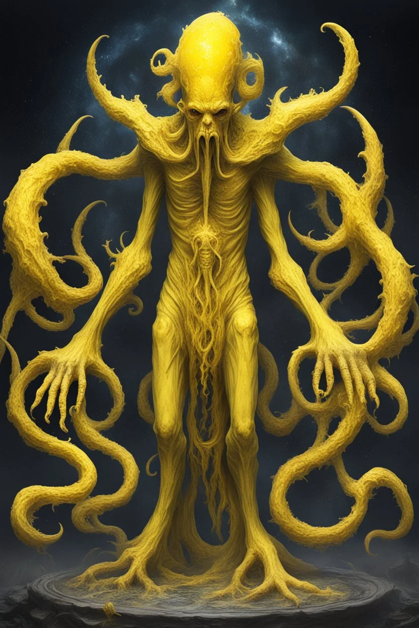 yellow elder god of ballance inhumane cosmic horror yellow paint