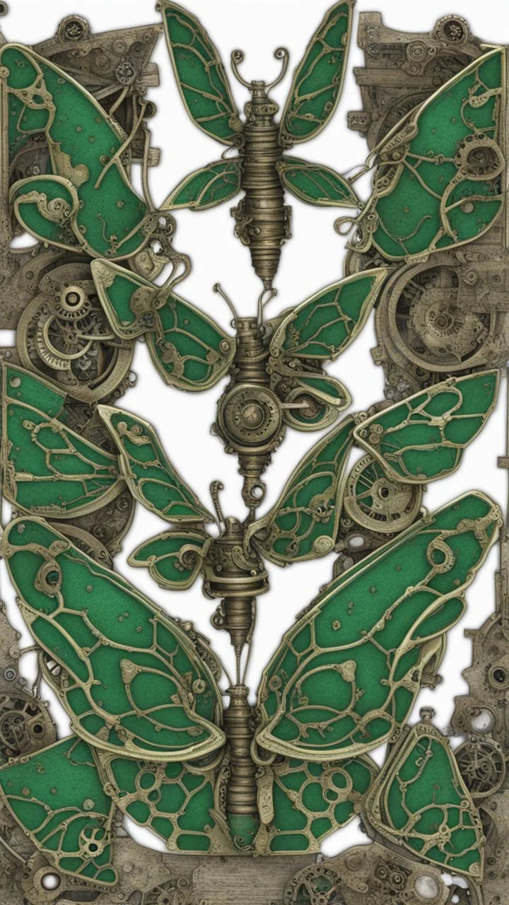 metal steampunk green moth wings