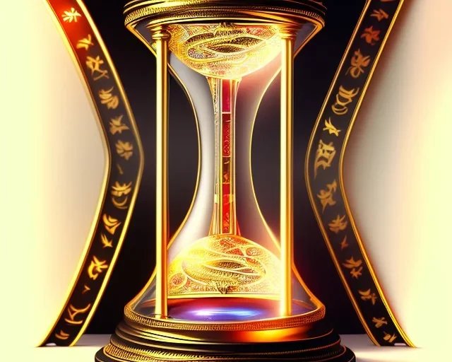 a detailed illustration of a glowing hourglass, intricate, realistic, digital art, meticulously detailed