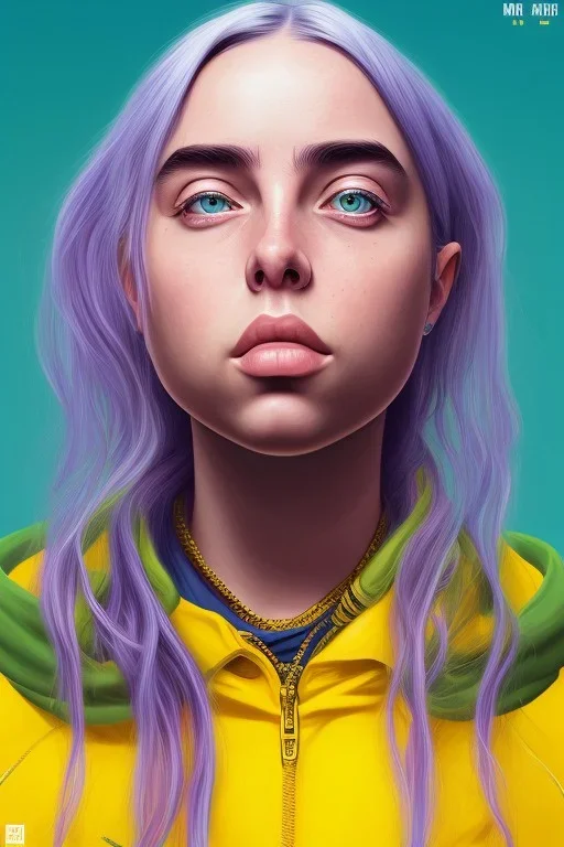 Billie Eilish, in full growth, photorealistic illustration, 4k