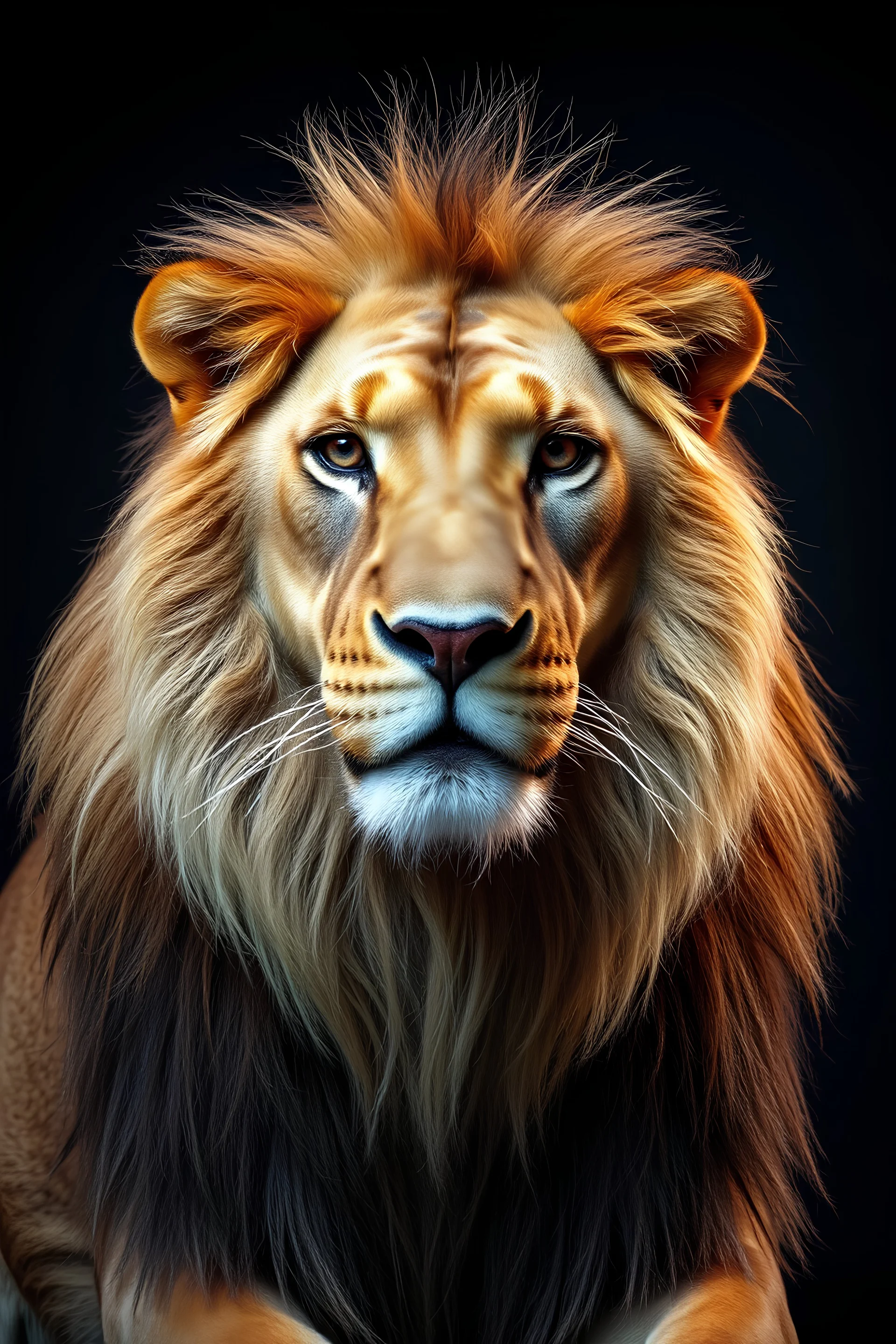 a lion, photography, studio photo, on focus,