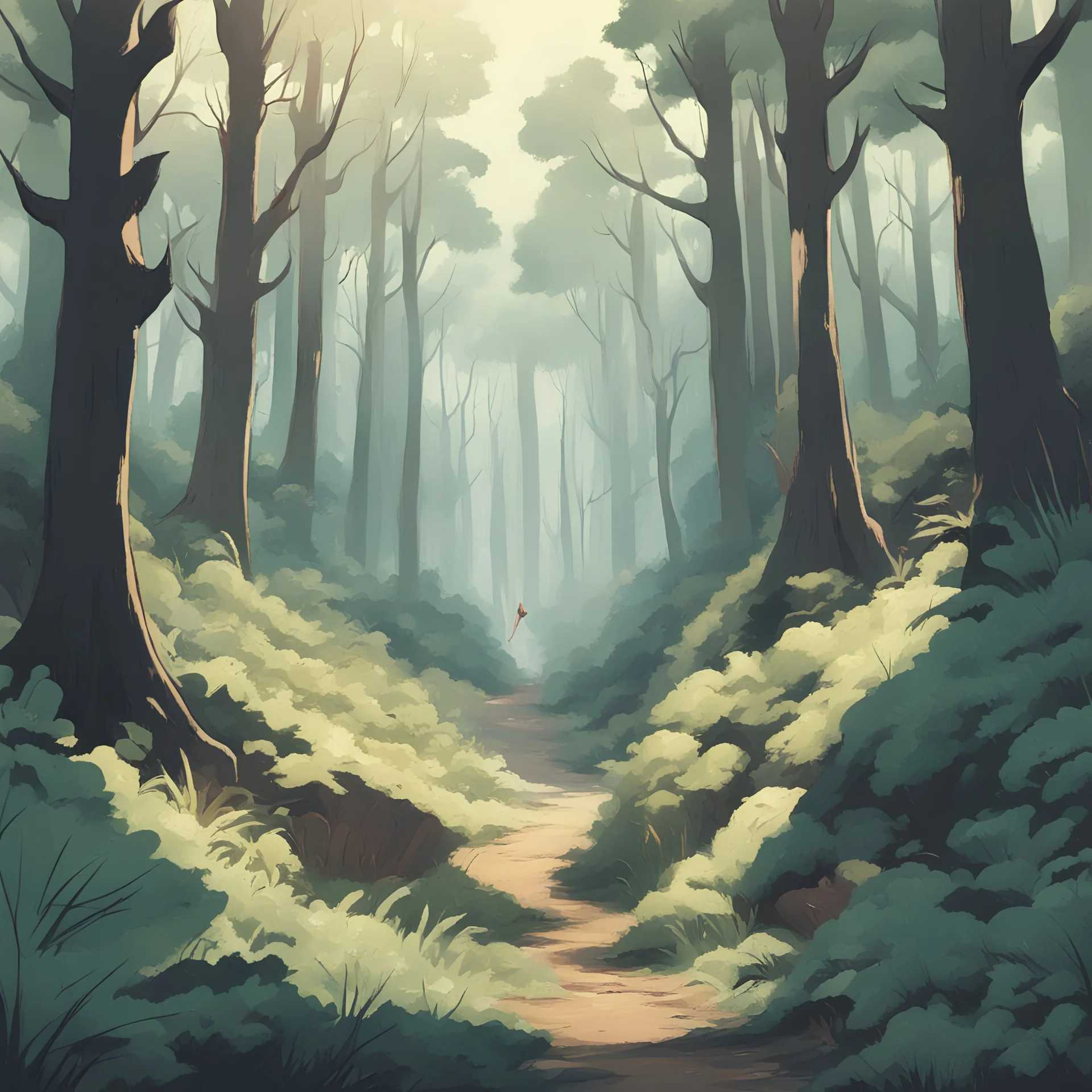 A forest from a rabbit in Ken Matsuda art style