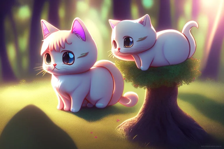 cute anime chibi cat in magnolia forest in sunshine Weight:1 heavenly sunshine beams divine bright soft focus holy in the clouds Weight:0.9