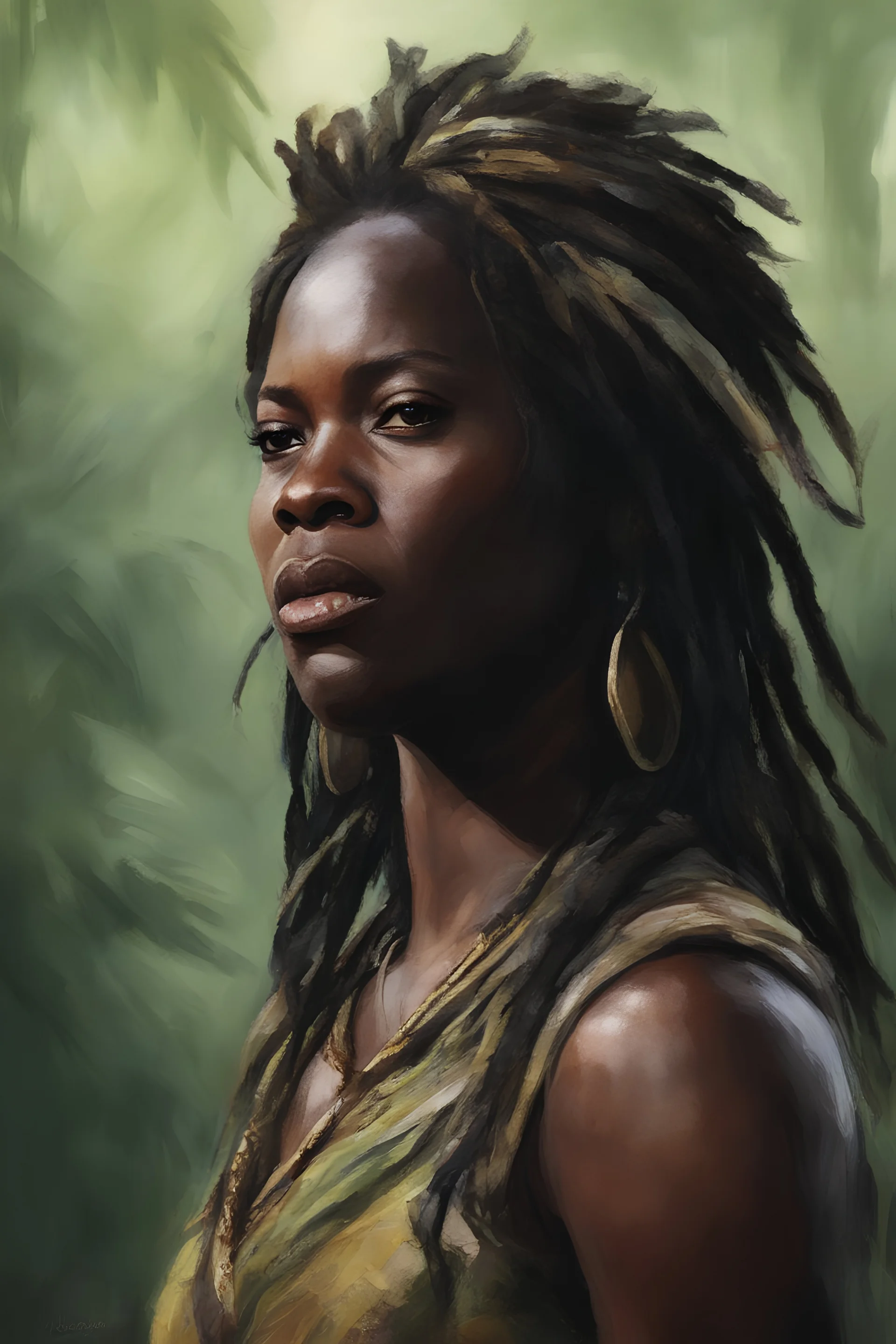 Michonne, Queen of the Jungle - Digital painting