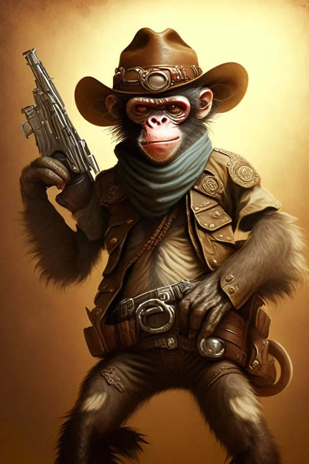 bounty hunter monkey cowboy with 2 pistols