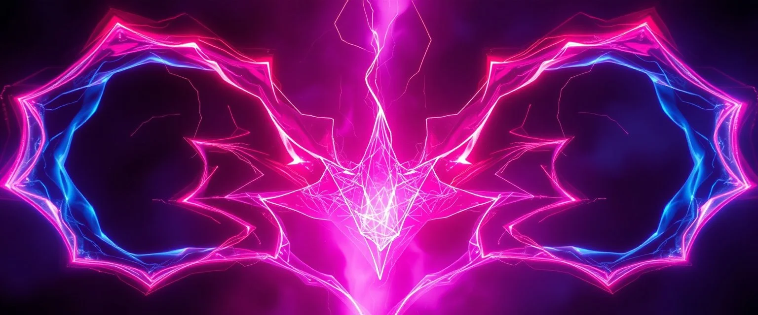plasma vampire flickers like hypnotic fire in geometric shapes, like a strong will-o-wisp