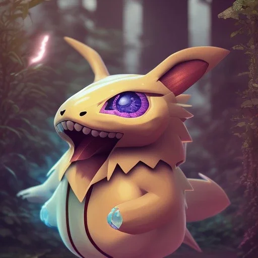 Mystery pokemon,Ambiance dramatique, hyperrealisme, 8k, high quality, lot of details, fit within portrait