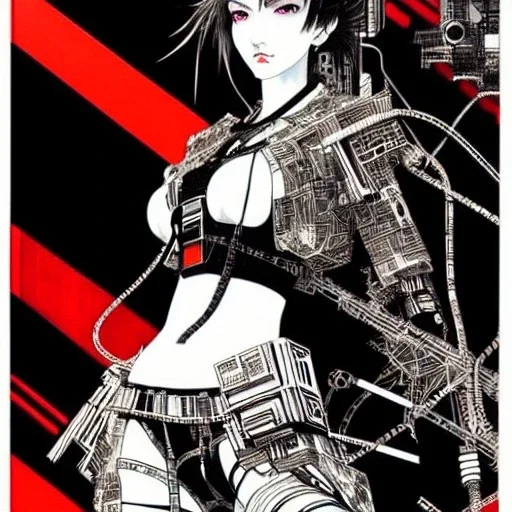 beautiful cyberpunk girl, hyper detailed, hyperdetailed, intricately detailed, illustration by <Katsushika Hokusai> <Yoji Shinkawa>,