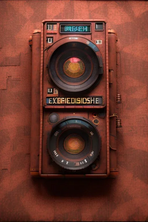 futuristic pinhole camera in Kente, rusted clocks lens, cinematic, scaffolding, african pattern symbols, engraved, cinema 4d, 3d render, corona renderer, 8k quality