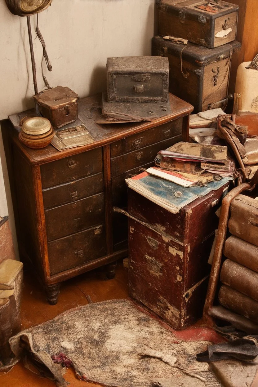 Very old stuff in a room