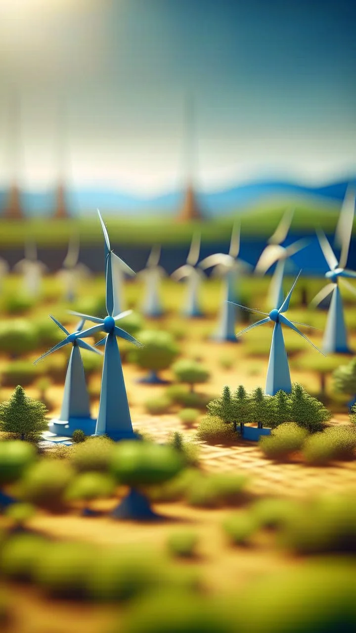 super sized windmill park, shot on Hasselblad h6d-400c, zeiss prime lens, bokeh like f/0.8, tilt-shift lens 8k, high detail, smooth render, down-light, unreal engine, prize winning