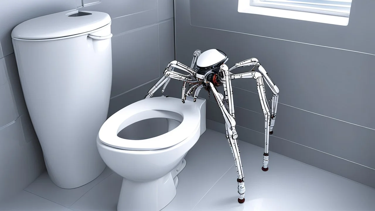 Toilet with robotic spider legs