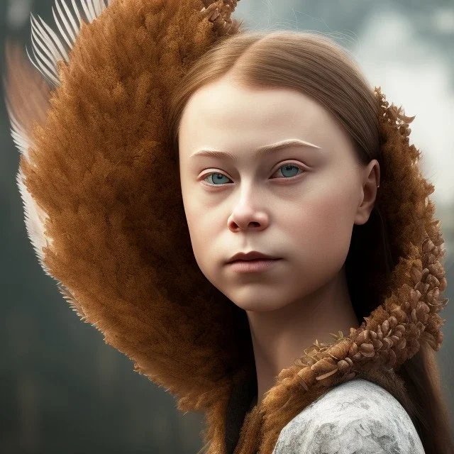  Greta Thunberg portrait rusty metal, feathers, Dryad, fae, sidhe, ominous, nature, plants, wildflower, facepaint, dnd character portrait, intricate, oil on canvas, masterpiece, expert, insanely detailed, 4k resolution, retroanime style, cute big circular reflective eyes, cinematic smooth, intricate detail , soft smooth lighting, soft pastel colors, painted Renaissance style