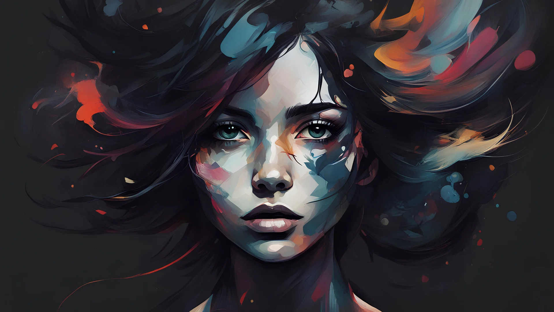 abstract girl art Dark color