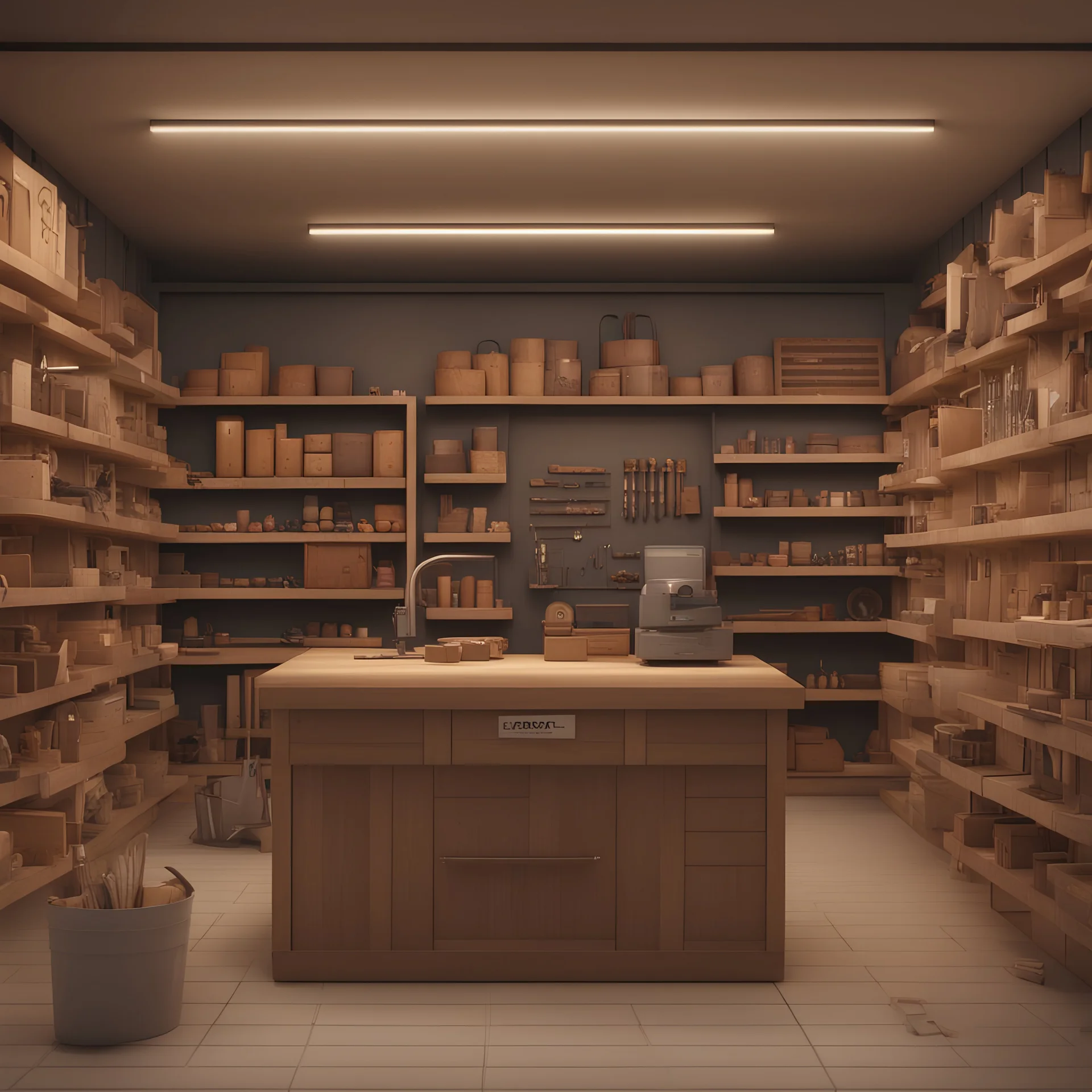 an image of a modern tool store , 3d render, cinematic, pixar style