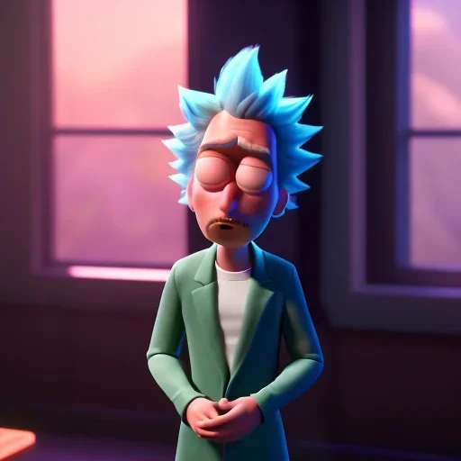 create a photorealistic image of Rick Sanchez from Rick and Morty, dynamic pose, dynamic lighting, cinimatic lighting. Half body, 50mm f2.7, Highly detailed, unreal engine 5, ultra realistic, HDR, 8k