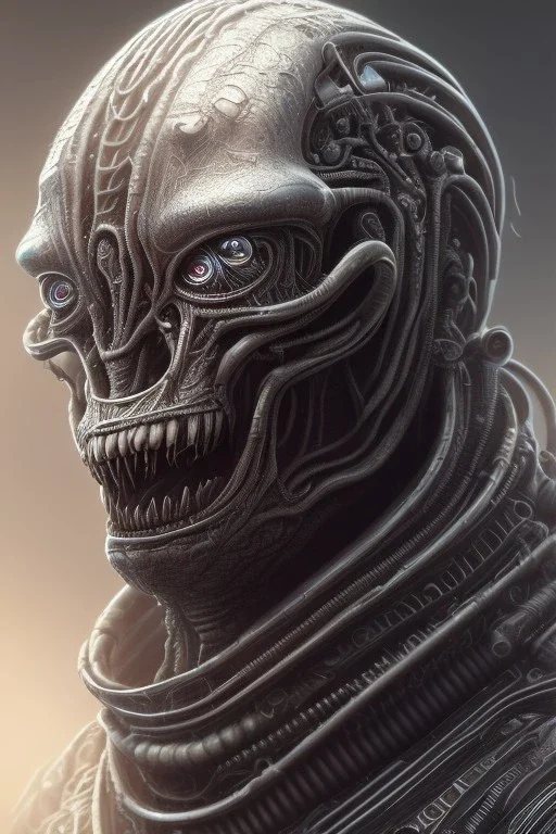 evil berserker, alien, tron, bitcoin eyes, 8k, finely detailed, photo realistic, gothic, hr giger