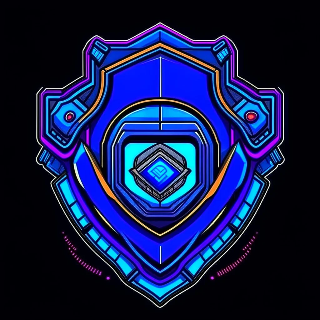 cyberpunk retro futuristic police badge in the city for comics