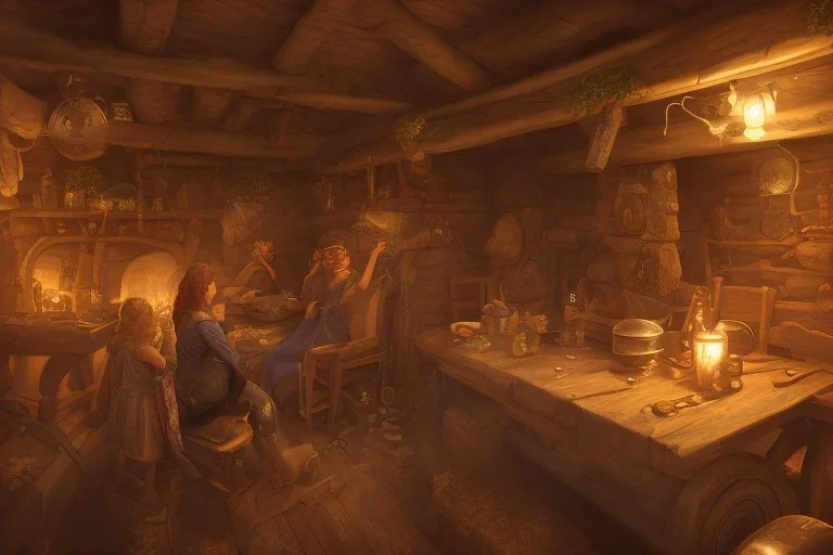 4 Adventurers Resting in tavern beds, fantasy, high detail, light rays, hearth fire, high detail, high resolution, unreal engine