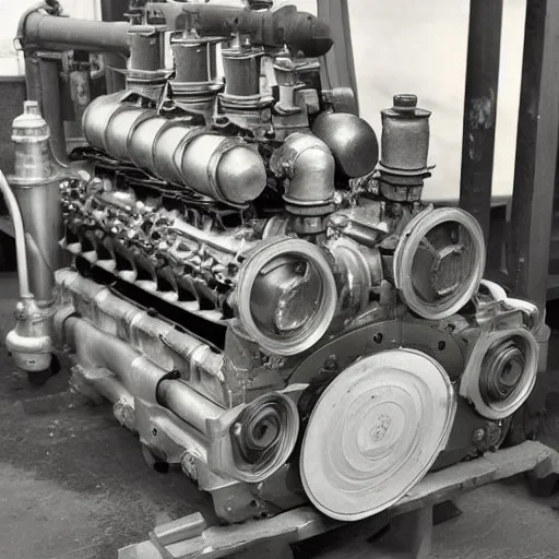 old, big size, 1-cylinder ship engine