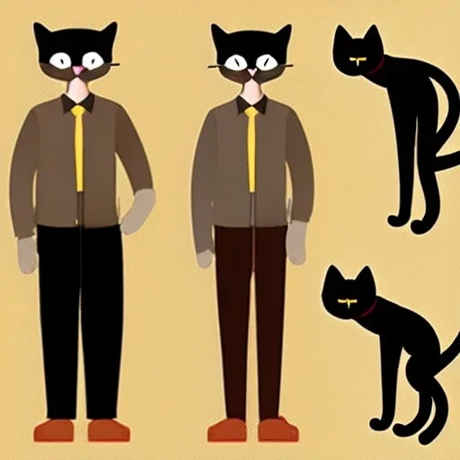 cat detective with scars whole body