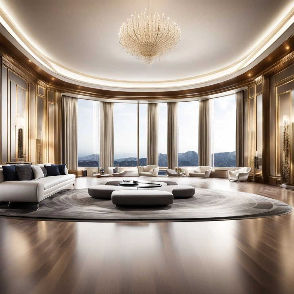 luxury room with luxury furniture ,with wide empty area in middle of floor for dancing