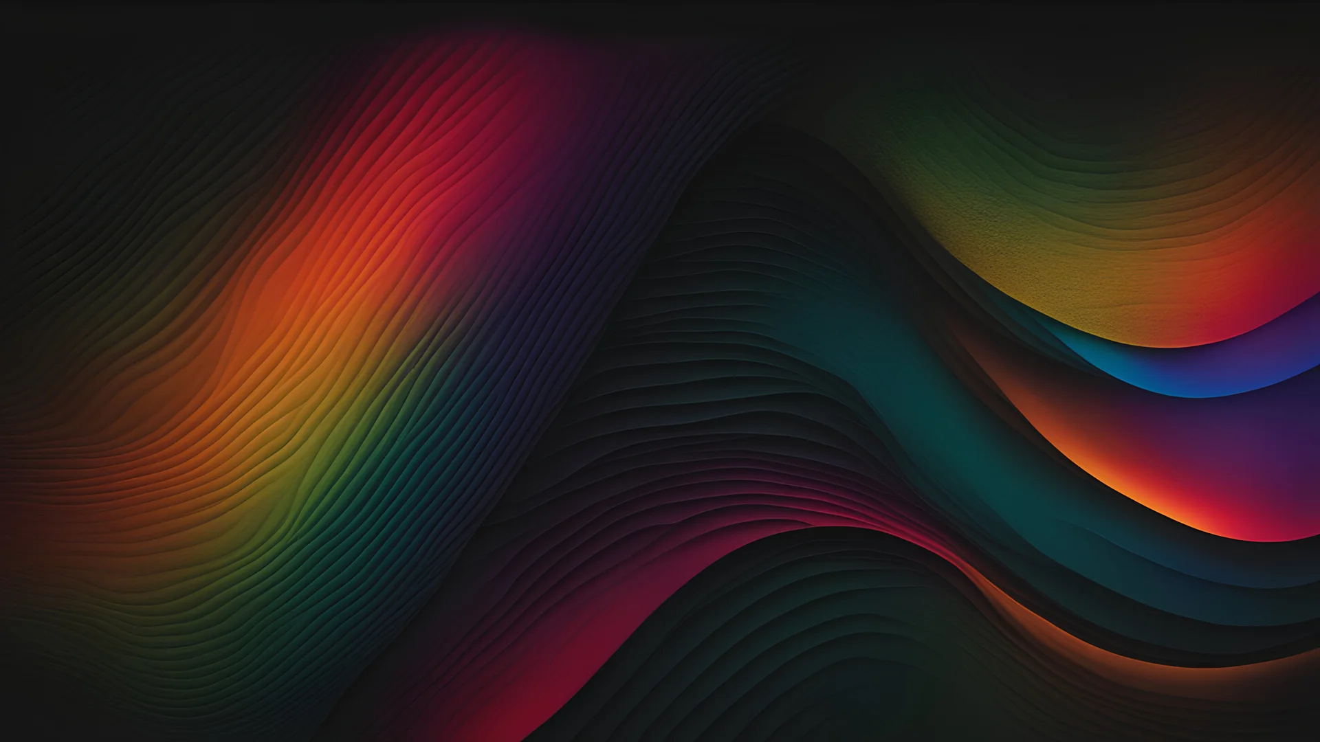 Vibrant color gradient on black grainy textured background, rainbow colors abstract banner, dark noise texture effect