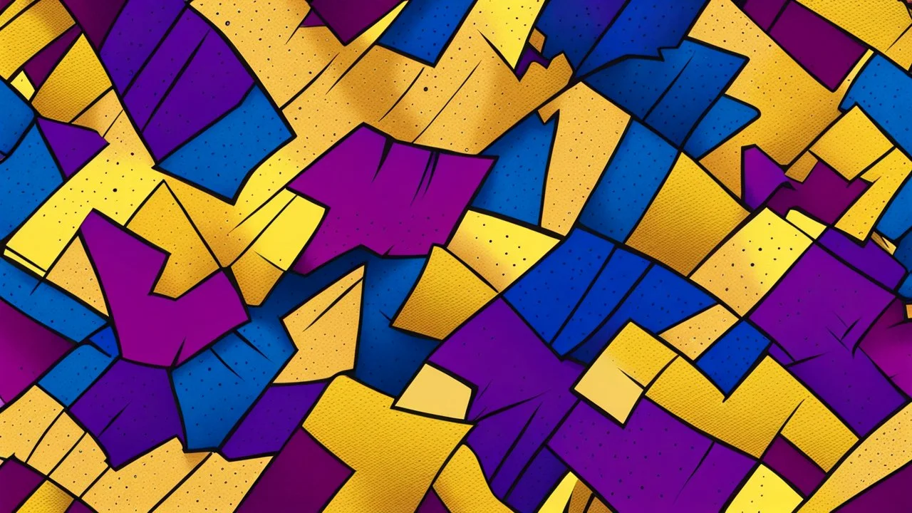 Hyper Realistic Multicolored Comic-Pattern-Texture (Golden, Yellow, Navy-Blue, Maroon & Purple).